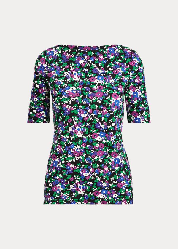 Tops Ralph Lauren Mujer Negros Multicolor - Floral Cotton-Blend - UGJTO2908